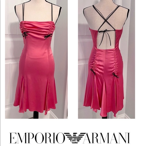 Coquette Y2K Emporio Armani Satin Bow Dress Size 8